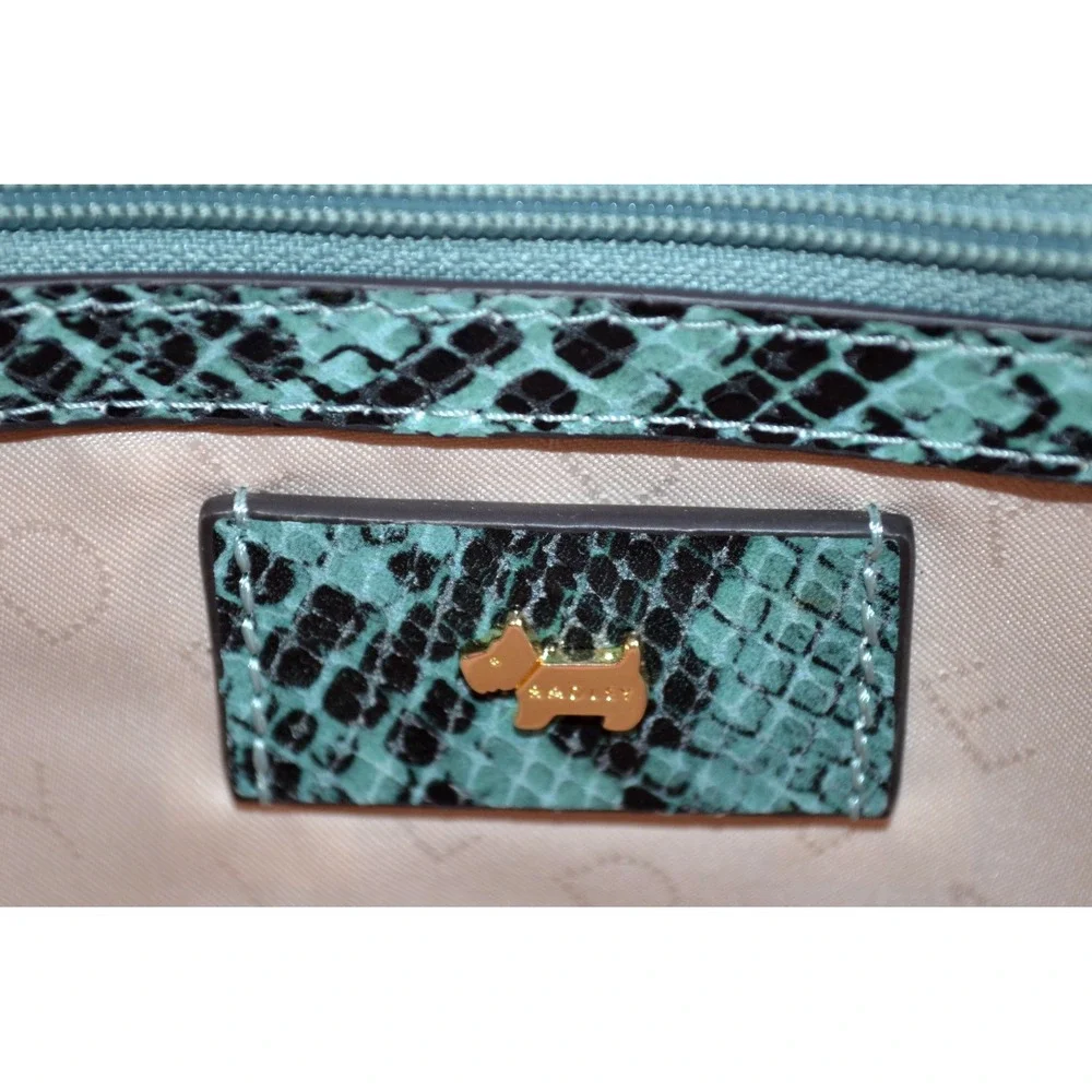 Radley London Reptile Snake Print Teal & Black Crossbody Shoulder Bag Purse‎
